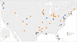 A map showing locations of projects awarded FY20 CRISI grants. A map showing locations of projects awarded FY20 CRISI grants.