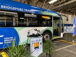 CTDOT unveils its first battery-electric bus in the state. CTDOT unveils its first battery-electric bus in the state.