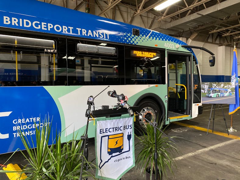 CTDOT unveils its first battery-electric bus in the state.