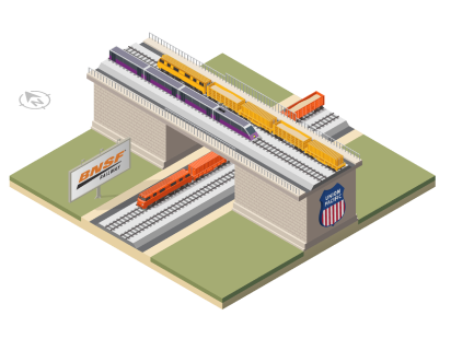 One design option to separate Union Pacific's line from BNSF's rail line. The corridor is also used by Amtrak and ACE trains.