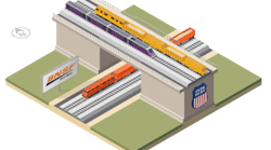 One design option to separate Union Pacific&apos;s line from BNSF&apos;s rail line. The corridor is also used by Amtrak and ACE trains.