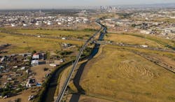 The Skyway Bridge was designed by Stantec and uses direct fixation techniques. The Skyway Bridge was designed by Stantec and uses direct fixation techniques.