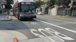 The temporary lanes service segments of the 14 Mission and 14R Mission Rapid routes.