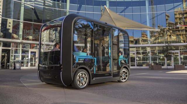 A version of Olli. A similar autonomous shuttle will be part of a trial program in Toronto in Spring 2021.