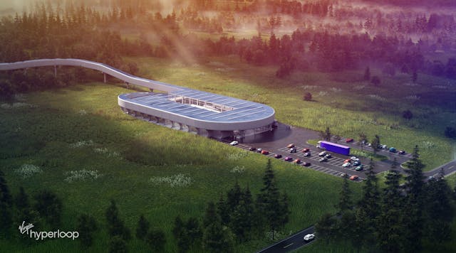 A rendering of the HCC, which will house operations, testing, training and assembly facilities for Virgin Hyperloop in West Virginia.