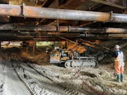 Image from early July; underpinning work on the Line 1 TTC subway at Eglinton Station is complete and crews are digging out the area below to make room for the Eglinton Crosstown LRT.