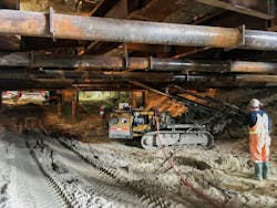 Image from early July; underpinning work on the Line 1 TTC subway at Eglinton Station is complete and crews are digging out the area below to make room for the Eglinton Crosstown LRT. Image from early July; underpinning work on the Line 1 TTC subway at Eglinton Station is complete and crews are digging out the area below to make room for the Eglinton Crosstown LRT.