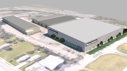 A rendering of what the manufacturing building. A rendering of what the manufacturing building.