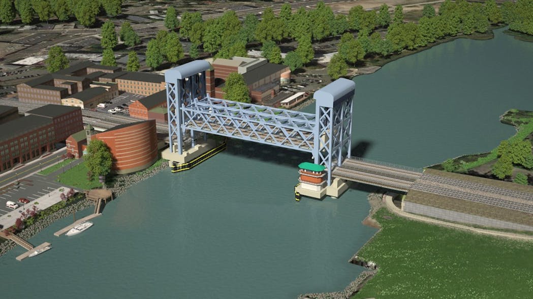 A rendering of the new Walk Bridge, which will be a 240-foot vertical lift span.