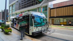 Bus And Stop Downtown Houston Metro