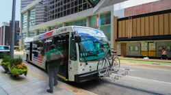 Bus And Stop Downtown Houston Metro
