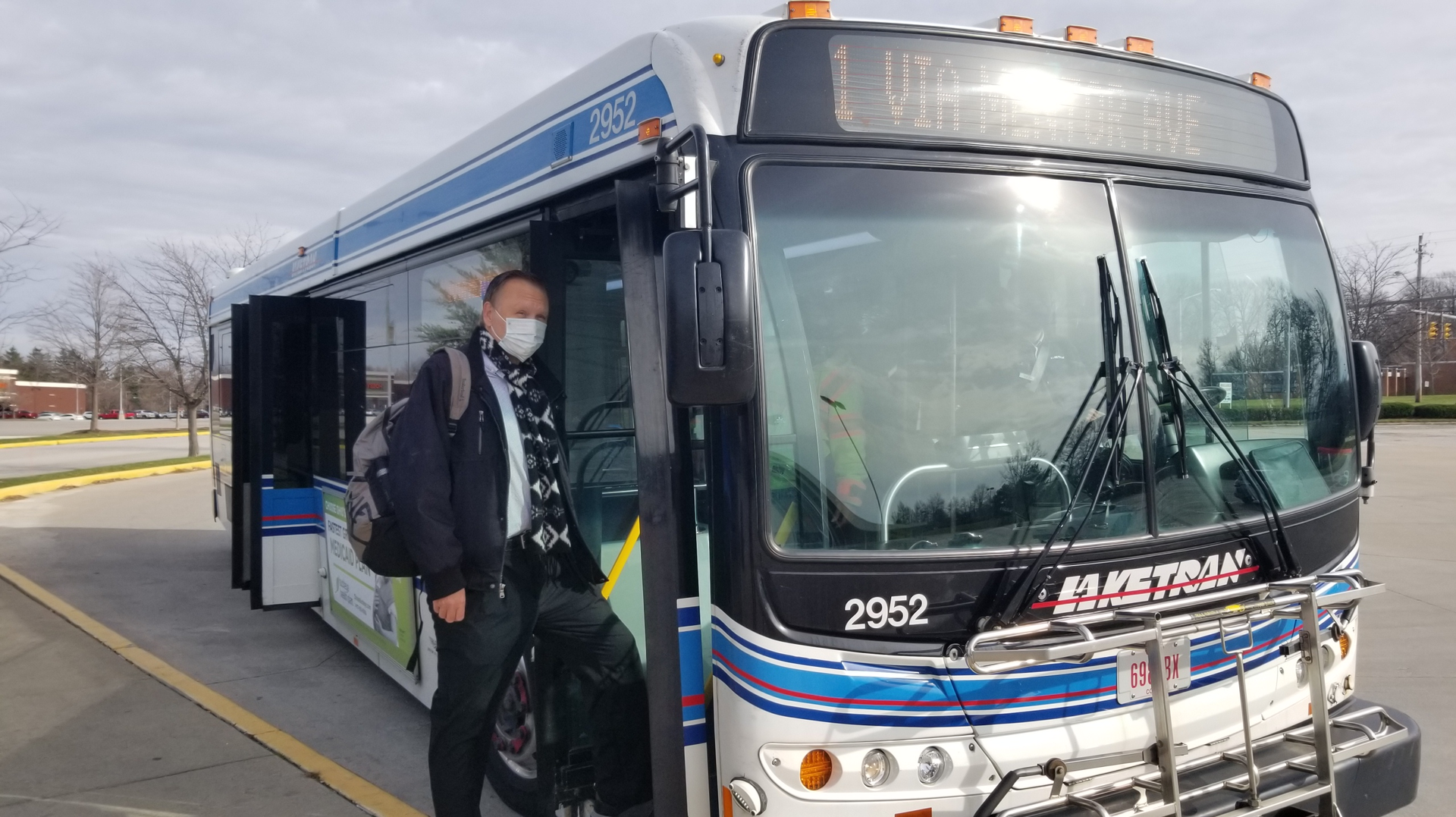 A passenger uses Laketran to get to work at Hobby Lobby.