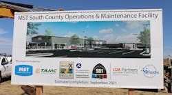 A poster from the South County Operations &amp; Maintenance Facility groundbreaking event this summer shows a rendering of what the facility will look like once completed.