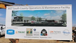 A poster from the South County Operations & Maintenance Facility groundbreaking event this summer shows a rendering of what the facility will look like once completed. A poster from the South County Operations & Maintenance Facility groundbreaking event this summer shows a rendering of what the facility will look like once completed.