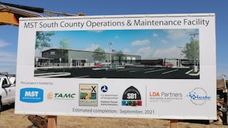 A poster from the South County Operations &amp; Maintenance Facility groundbreaking event this summer shows a rendering of what the facility will look like once completed.