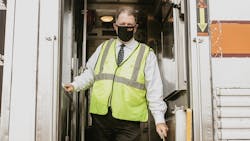 President of NICTD Michael Noland wearing a mask in a file photo from this summer. President of NICTD Michael Noland wearing a mask in a file photo from this summer.