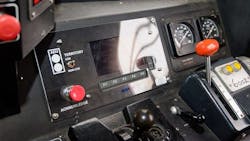 Inside a cab of an NJ Transit locomotive. Inside a cab of an NJ Transit locomotive.
