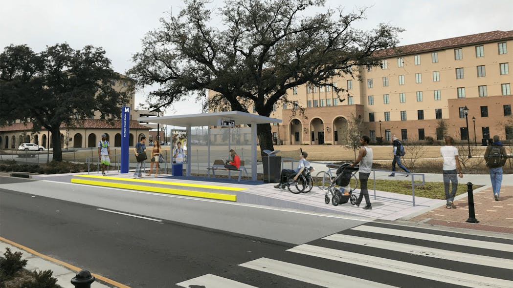 A rendering of a station on the planned Plank-Nicholson BRT route.