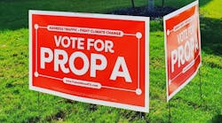 A lawn sign for Prop A in Austin, Texas. Prop A, if passed, will raise an estimated $7.1 billion in funding dedicated to the construction and ongoing operation of CapMetro.