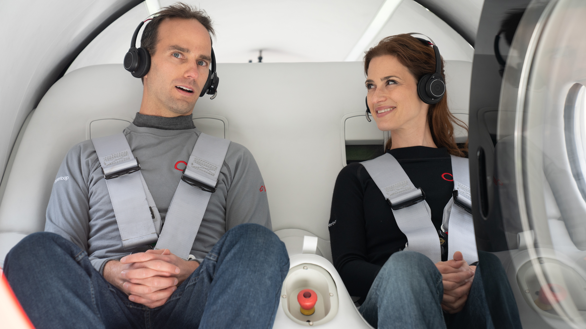 Chief Technology Officer and Co-Founder Josh Giegel and Director of Passenger Experience Sara Luchian became the first two people to travel in a hyperloop pod during a 15.5-second test on Nov. 8, 2020.