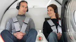 Chief Technology Officer and Co-Founder Josh Giegel and Director of Passenger Experience Sara Luchian became the first two people to travel in a hyperloop pod during a 15.5-second test on Nov. 8, 2020.