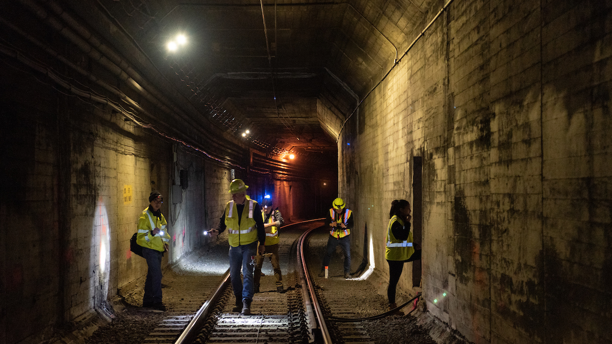 View from inside the Twin Peaks Tunnel that was first opened 102 years ago in 1918.