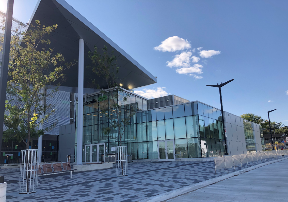 The canopy of the newly updated Cooksville GO Station.