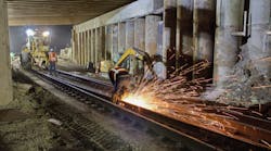 December 2018: A major part of the TEXRail project was widening the single-track Union Pacific/Trinity Railway Express underpass, nicknamed the “Hole in the Wall,' into downtown Fort Worth to allow for adding a second track for TEXRail. December 2018: A major part of the TEXRail project was widening the single-track Union Pacific/Trinity Railway Express underpass, nicknamed the “Hole in the Wall,' into downtown Fort Worth to allow for adding a second track for TEXRail.