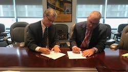 Left, District Board of Directors Chair Charles Stone and San Mateo County Transit District CEO and General Manager Jim Hartnett, who will step down in April 2021. Left, District Board of Directors Chair Charles Stone and San Mateo County Transit District CEO and General Manager Jim Hartnett, who will step down in April 2021.