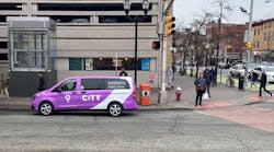 One of Via Jersey City&apos;s 24 Mercedes Metris vans used to provide on-demand transit to residents.