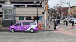 One of Via Jersey City's 24 Mercedes Metris vans used to provide on-demand transit to residents. One of Via Jersey City's 24 Mercedes Metris vans used to provide on-demand transit to residents.