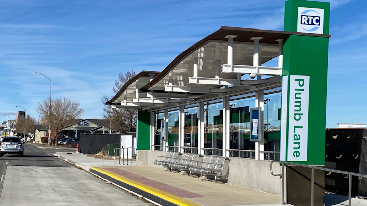 New RTC Washoe County RAPID transit station near Virginia St./Plumb Ln