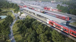A rendering of the South Key station on the future Trillium Line South Extension. A rendering of the South Key station on the future Trillium Line South Extension.
