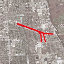 Franklin Park is located northwest of Chicago&apos;s downtown. The red line shows where the B1 project was located.