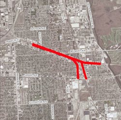 Franklin Park is located northwest of Chicago's downtown. The red line shows where the B1 project was located. Franklin Park is located northwest of Chicago's downtown. The red line shows where the B1 project was located.