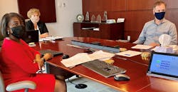 FTA Deputy Administrator K. Jane Williams (center), Executive Director Matt Welbes and Chief Safety Officer Henrika Buchanan host the first FTA COVID-19 Recovery Listening Session with transit stakeholders in April of 2020. FTA Deputy Administrator K. Jane Williams (center), Executive Director Matt Welbes and Chief Safety Officer Henrika Buchanan host the first FTA COVID-19 Recovery Listening Session with transit stakeholders in April of 2020.