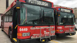 A 2018 file photo of new Gillig buses. An EPA awarded grant will help fund the purchase of battery-electric buses for the port authority.