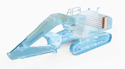 A rendering of a Komatsu excavator with Proterra batteries.