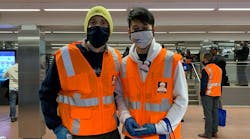 Two Mask Force Philly Ambassadors on Jan. 27 as part of an initiative to hand out masks to encourage their use.
