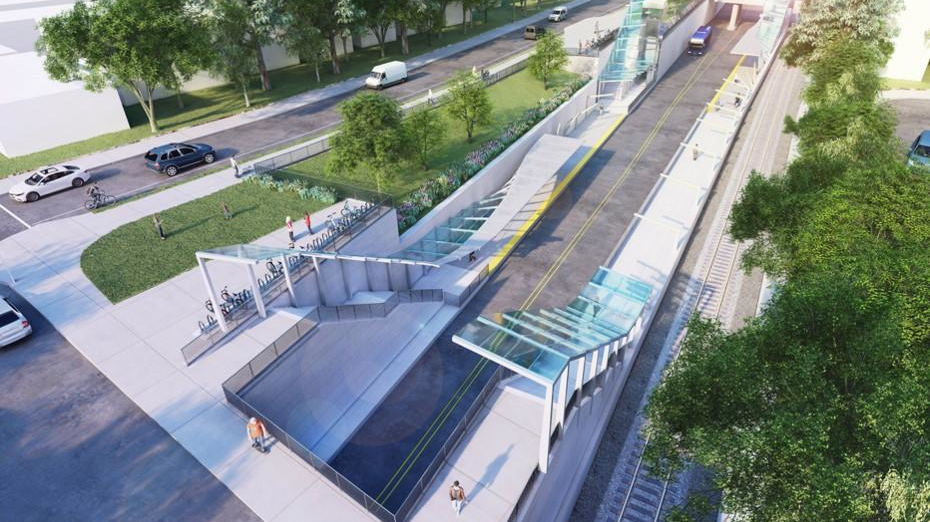 A rendering of the Mariners Harbor Station on the proposed Staten Island North Shore Bus Rapid Transit route.