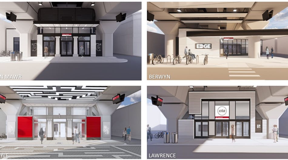 Renderings of the four station designs.