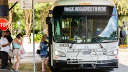 A Houston METRO bus reminds riders masks are required to ride. TSA announced fines could range between $250 and $1,500 for passengers not in compliance with the new federal rule. A Houston METRO bus reminds riders masks are required to ride. TSA announced fines could range between $250 and $1,500 for passengers not in compliance with the new federal rule.
