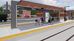 A file rendering of what a potential stop on the future Hamilton LRT project could look like.