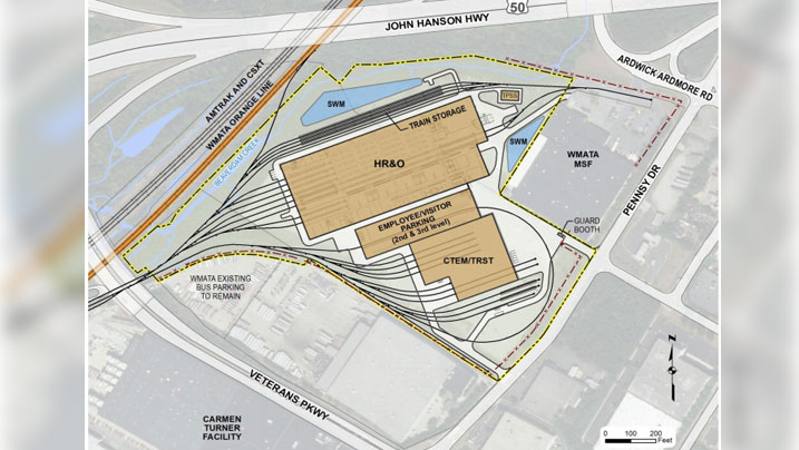 Diagram of WMATA's Rail Heavy Repair and Overhaul Facility.