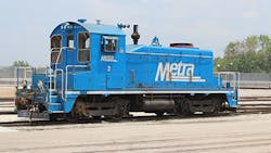 A switch locomotive on track. Metra will soon issue an RFP for six low-emission switch locomotives and one zero-emission switch locomotive.