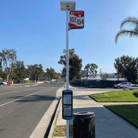 The ECM Connect installed at one of Long Beach Transit bus stops.