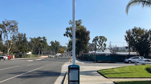The ECM Connect installed at one of Long Beach Transit bus stops.