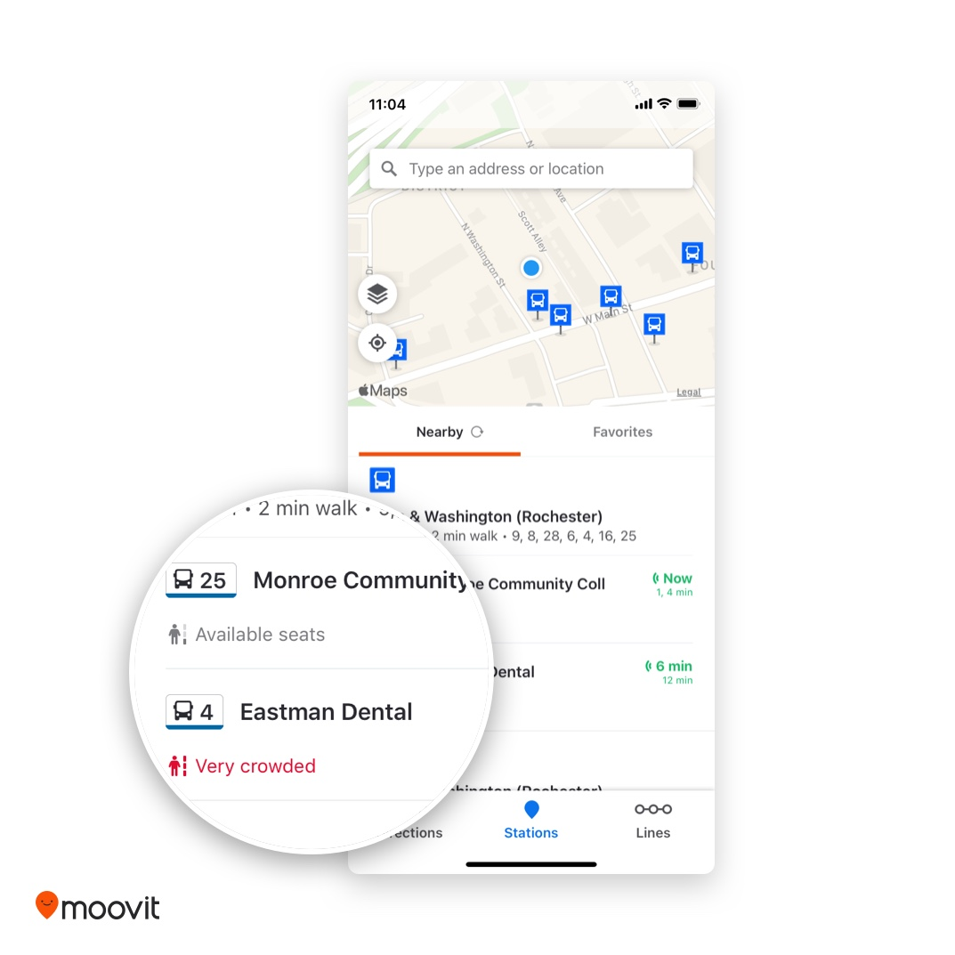 Moovit has rolled out real-time crowding information in its app.