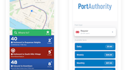 Screen shots of the mobile ticketing and route planning capabilities within the Transit app that is part of the Port Authority of Allegheny County&apos;s Ready2Ride three-month pilot project.