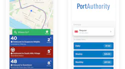 Screen shots of the mobile ticketing and route planning capabilities within the Transit app that is part of the Port Authority of Allegheny County's Ready2Ride three-month pilot project.